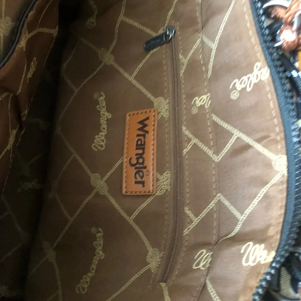 Wrangler Leopard Print Tote in Brown and Black - Picture 4 of 11